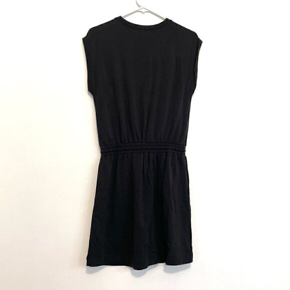 ANN TAYLOR LOFT Outlet Solid Black Cuffed Short Sleeve Drawstring Waist Dress XS - Picture 11 of 14